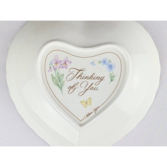 Blue Morning Glories Purple Violas Heart Shaped Jewelry Dish Mother's Day Gift - Picture 7 of 8